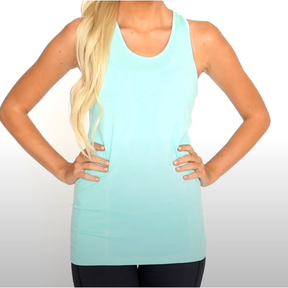 ZYIA Active Copper Charged Ribbed Sculpted Racerback Tank Blue Green Small